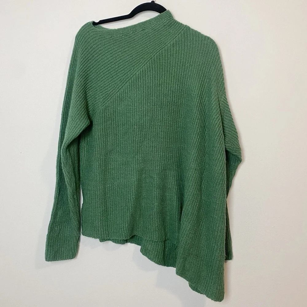 Eloquii Asymmetrical Hem Green Knit Sweater